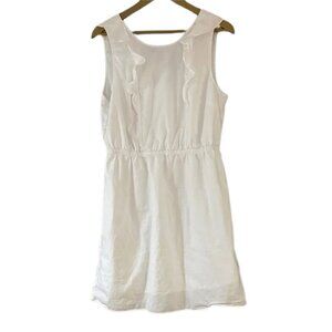 J.Crew White Sleeveless Ruffle-Front Mini Dress Classic Summer Dress Graduation